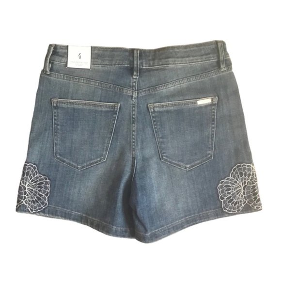 WHBM Everyday Soft High-rise 5” Jean Shorts w Appliqué - Picture 2 of 5
